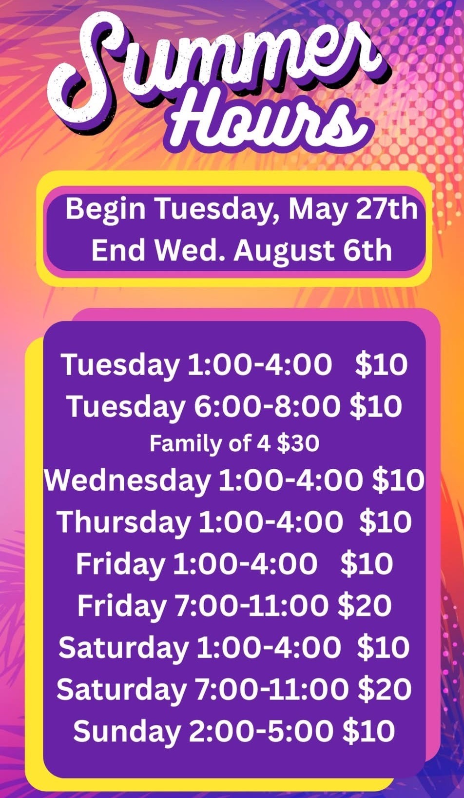 Summer hours